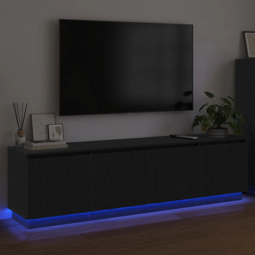 Mobile TV-Credenza per TV Rovere Nero 180 x 38 x 49 cm Legno multistrato