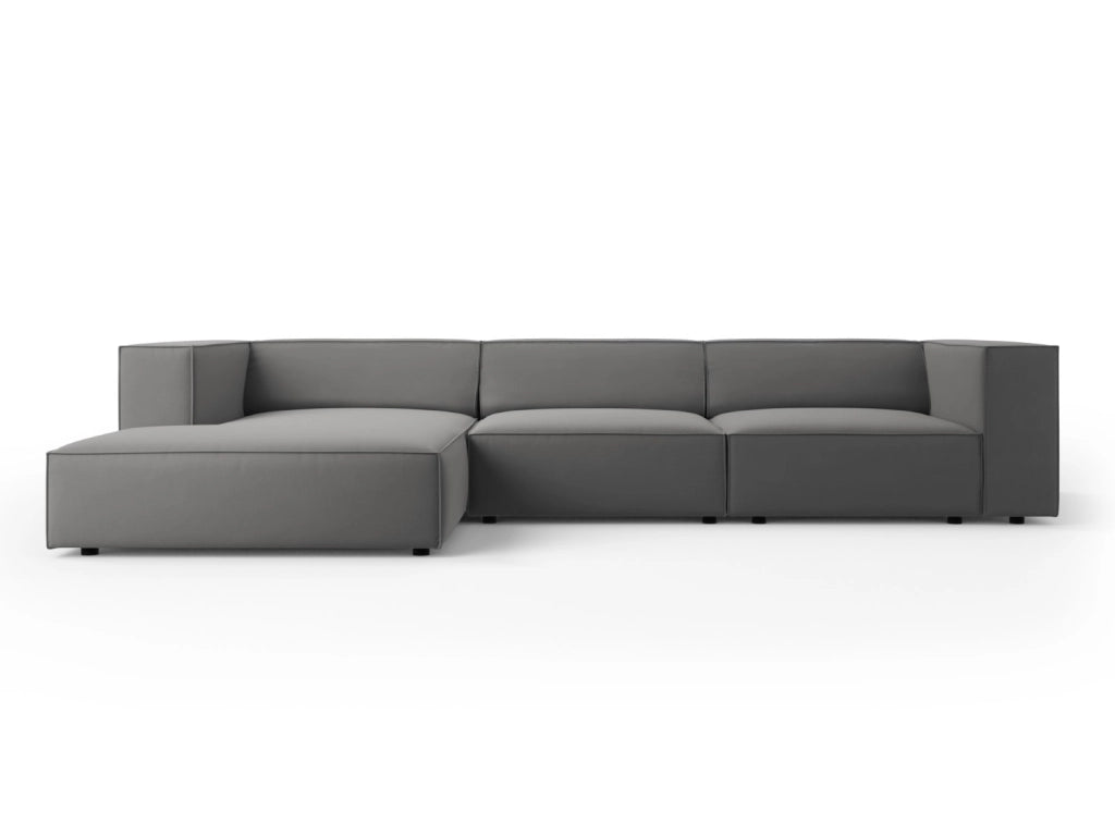 Cosmopolitan Design - Divano angolare sinistro "Arendal" 4 posti in velluto cemento 