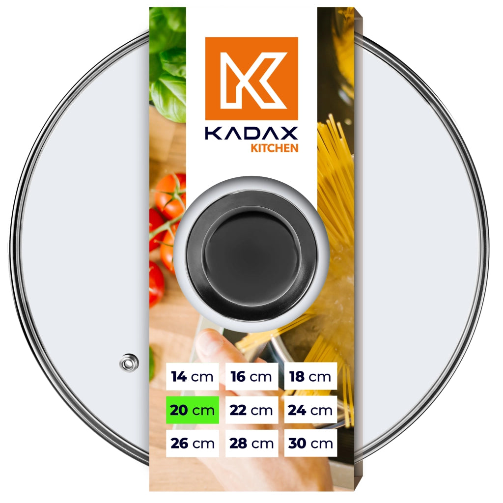 Coperchio in vetro KADAX da 20 cm, universale, resistente al calore, per pentole o padelle.