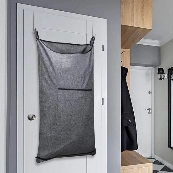 Asciugacapelli appeso, per tenere fermi i panni sporchi sopra la porta, asciugacapelli compattabile per la stanza da bagno (89 x 56 cm, Heather Grey)