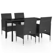 Set da pranzo da esterno nero da 5 pezzi con cuscini 02_0014155