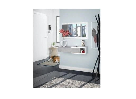 KIT INGRESSO 1 CASSETTO + SPECCHIO NOON BIANCO/CEMENTO O BIANCO/QUERCIA copy-281