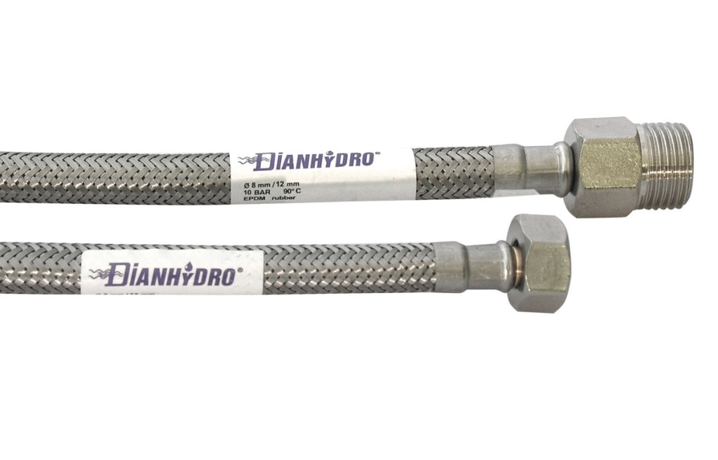 FLESSIBILE INOX MODELLO PROLUNGATO  CM. 40- MF 1/2 x 3/8- DH- pezzi 1