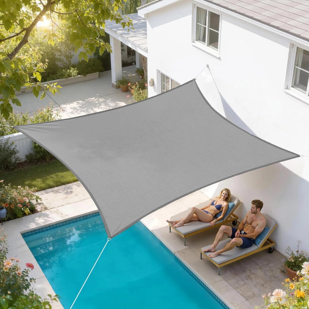 Vela ombreggiante 5x5m in HDPE 180 g/m² Traspirante Tenda a Vela Parasole Quadrato Protezione Solare Respirante Anti UV Giardino Esterni Grigio