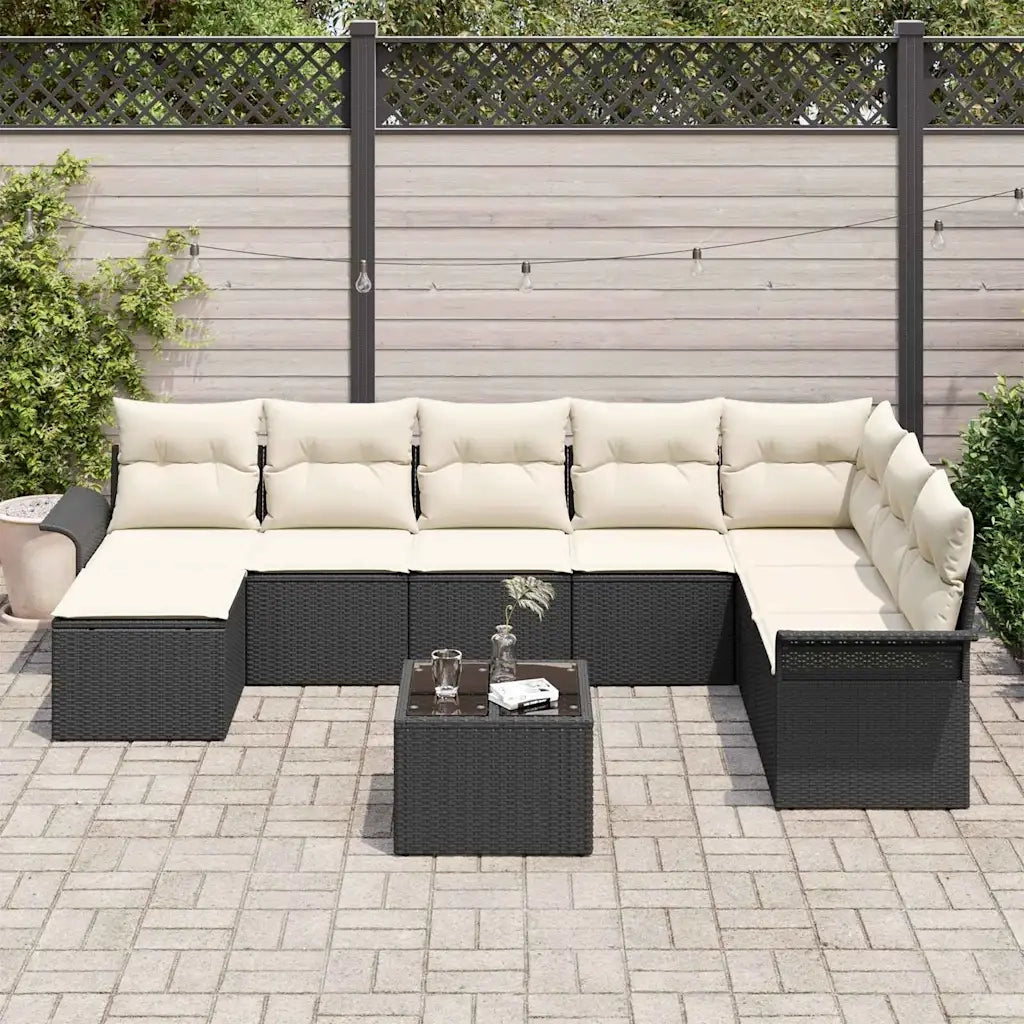 Set Divano da Giardino con cuscino 9 pcs Marrone Poly Rattan 3354156