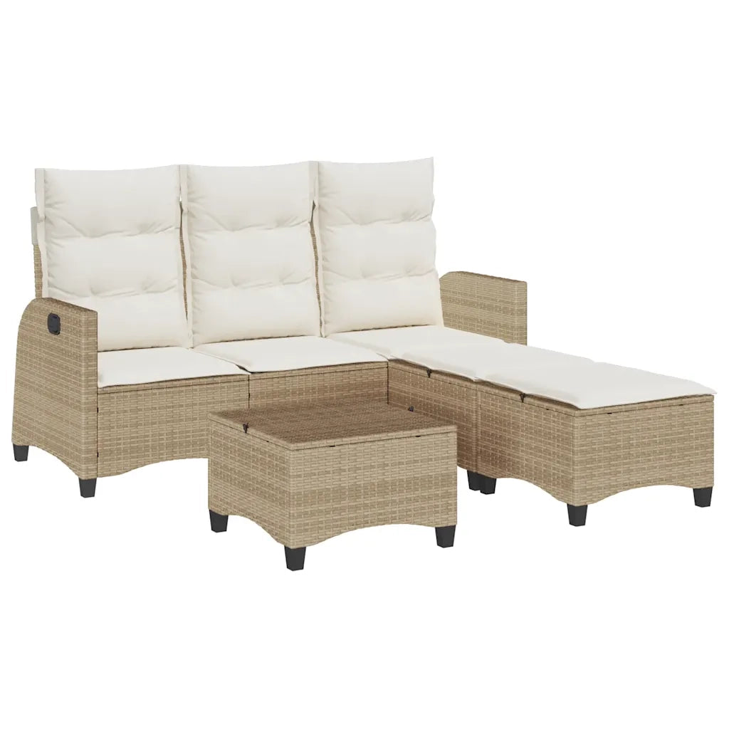 vidaXL Set Divano da Giardino 3 pz con Cuscini a L Beige in Polyrattan
