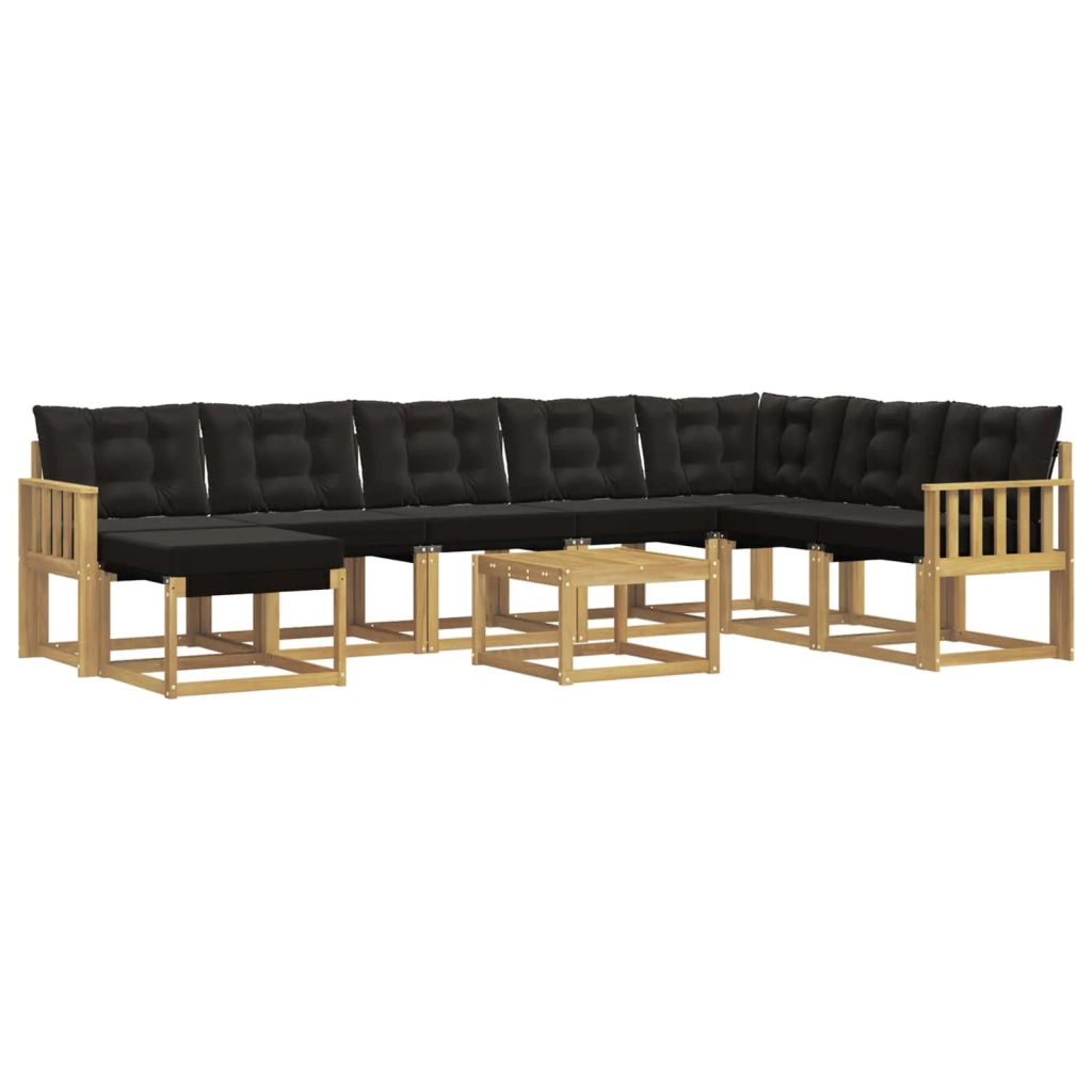 Set di divani da esterno con cuscino 9 pcs Bianco e Nero 3389786