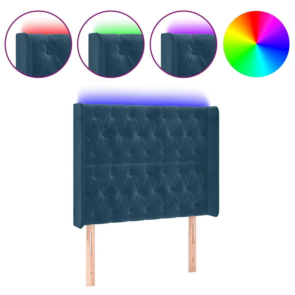 Testiera a LED Blu Scuro 93x16x118/128 cm in Velluto 3124424