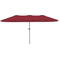 Ombrellone Doppio con Prese d'Aria e Manovella, in Metallo e Poliestere, 4x2.2x2.34 m, Nero e Rosso