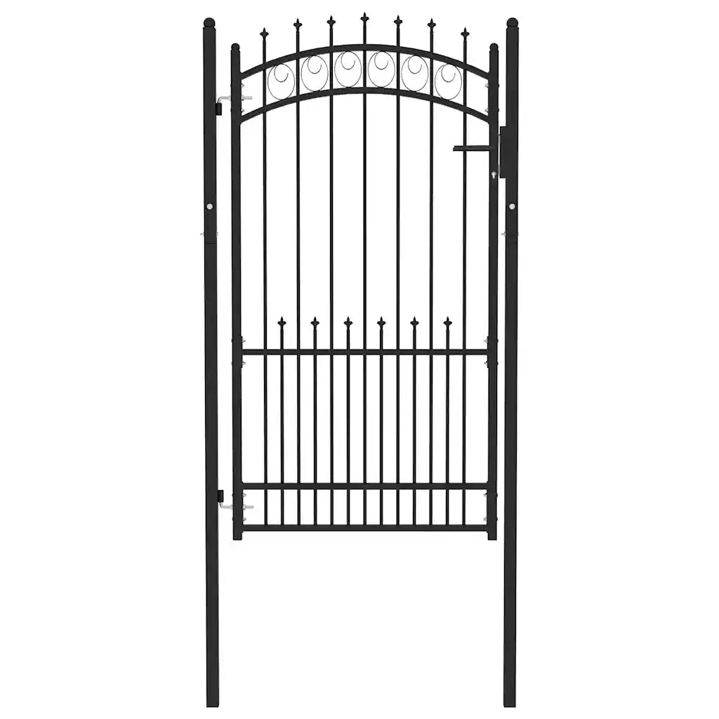 Cancello per Recinzione con Punte in Acciaio 104x134,5 cm Nero 146391