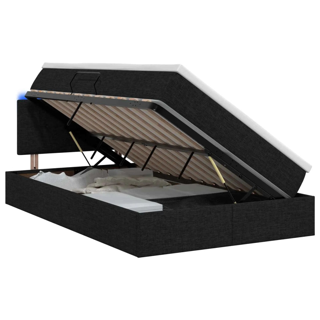 Letto con contenitore LED e materasso Nero 120 x 200 cm Tessuto 3459056