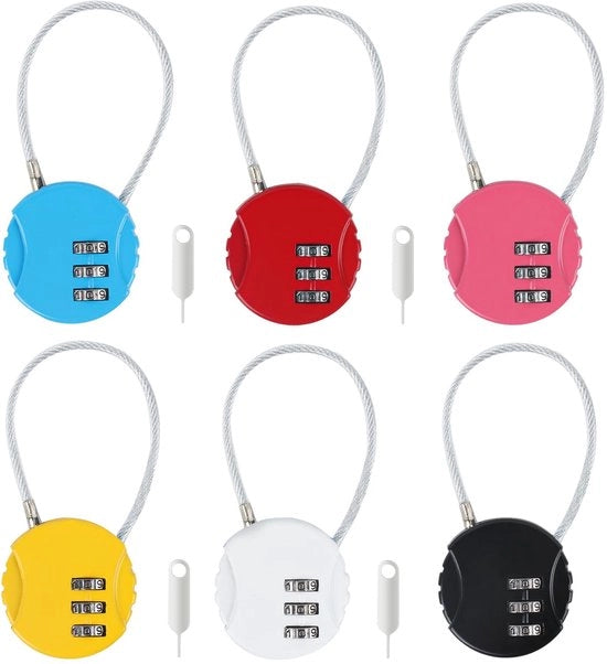 Pacco di 6 combinazioni a chiave, chiavi a serratura con codici numerici, chiavi da valigia, combinazioni a 3 cifre, piccole combinazioni a chiave metalliche resistenti all'usura per valigie, armadi, con 4 combinazioni.
