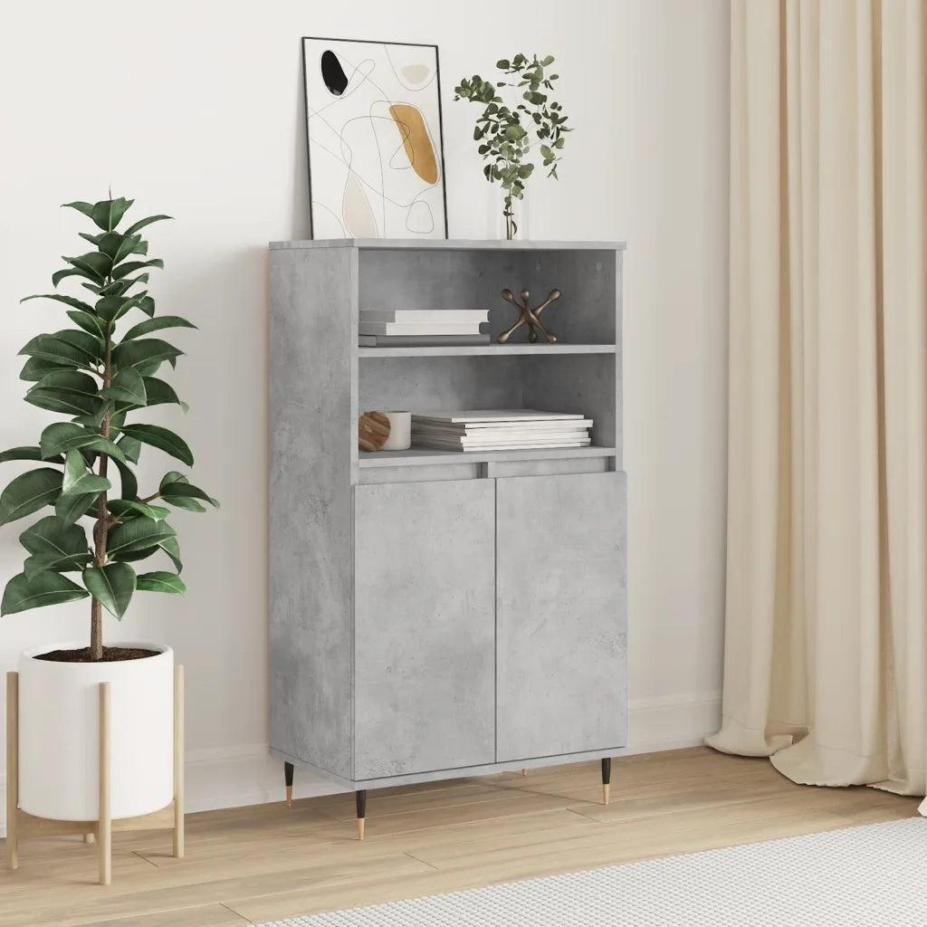 Credenza Grigio Cemento 60x36x110 cm in Legno Multistrato 831480