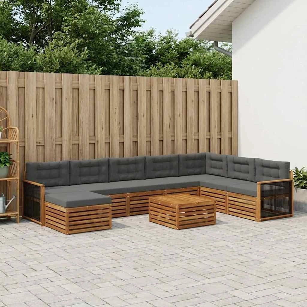 Set di divani da esterno 9 pz Naturale e Antracite 3383745