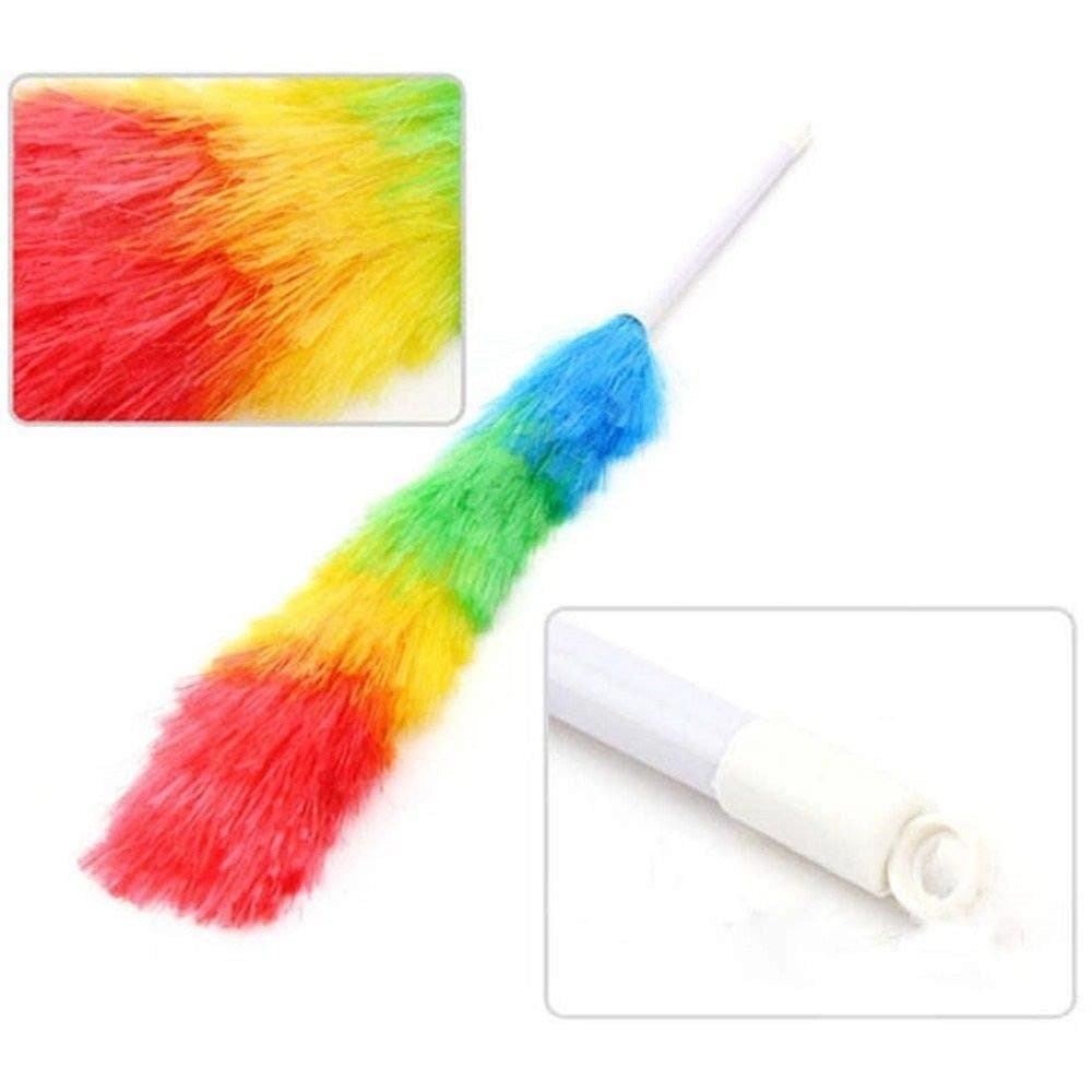 Trade Shop - Set 2pz Spolverino Colorato Piumino 65cm Elettrostatico Cattura Polvere Pulizia Casa -