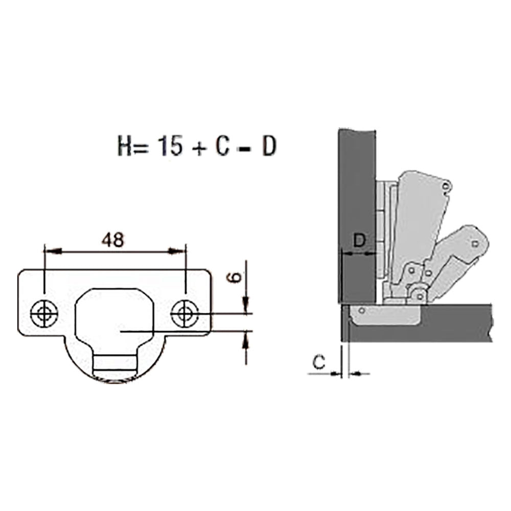 CERNIERA PER MOBILI SERIE 'SMART SLIDE-ON' C30A506 con basetta- 5 pezzi  - BricoGo