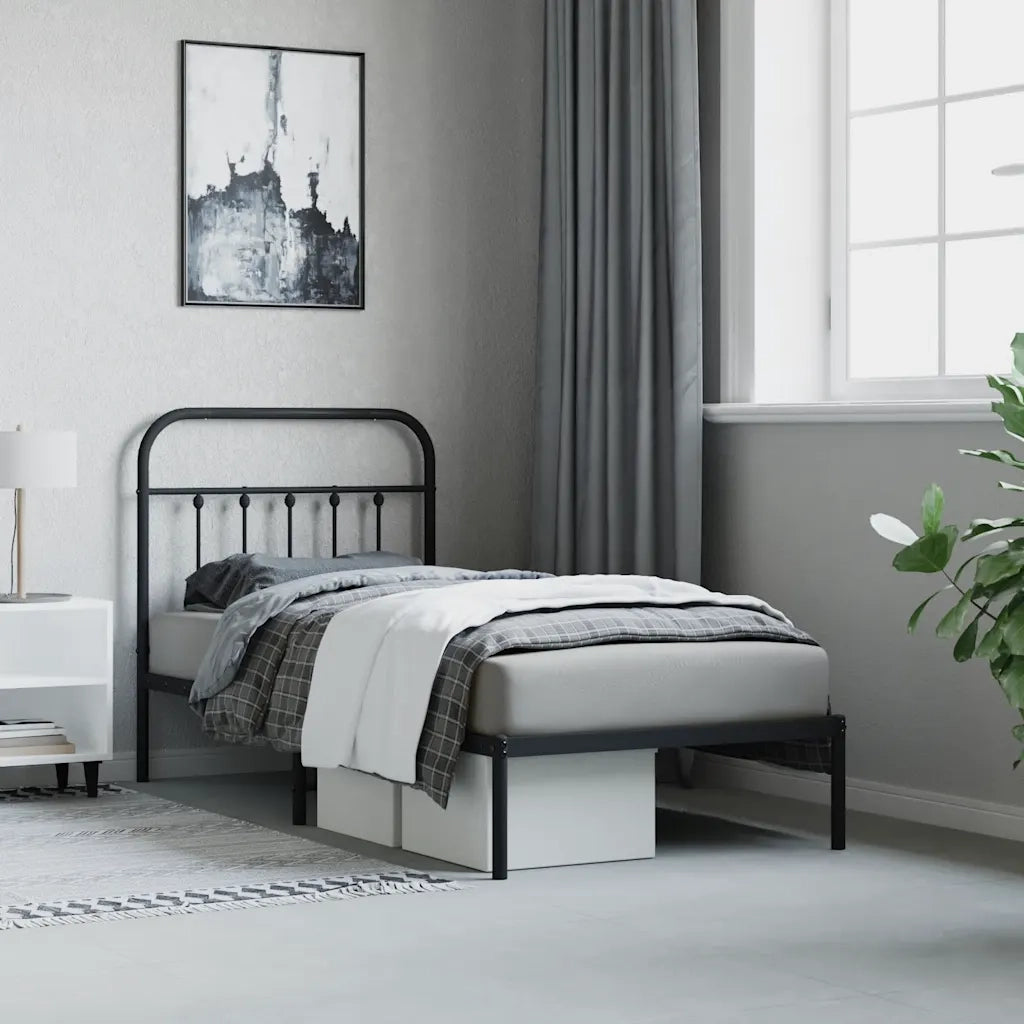 Giroletto con Testiera in Metallo Nero 90x200 cm 352571
