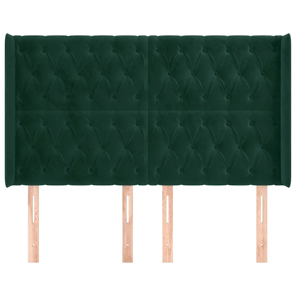 Testiera ad Orecchio Verde Scuro 163x16x118/128 cm in Velluto 3119973