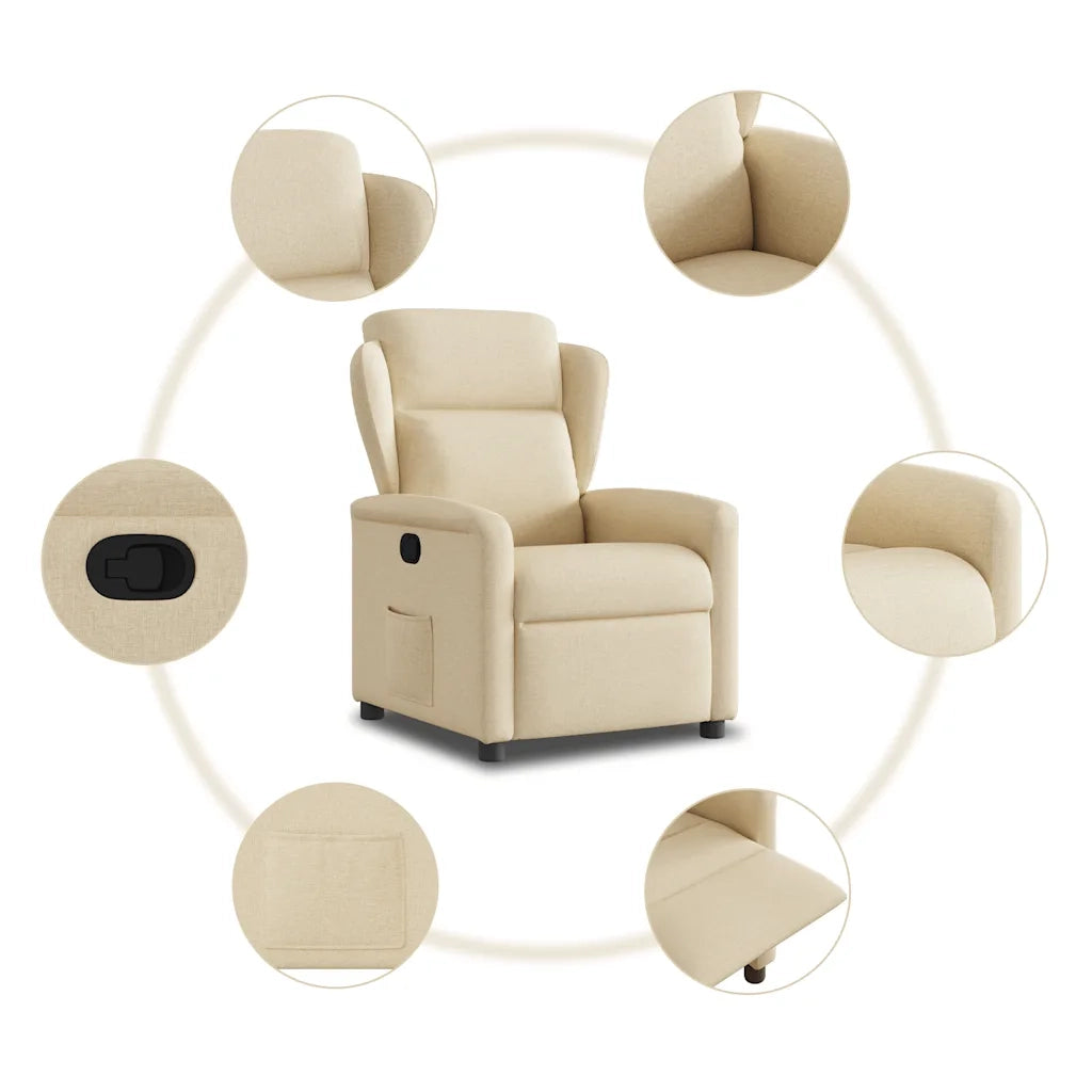 Divano Sedia-Poltrona Reclinabile in Tessuto Crema 599262