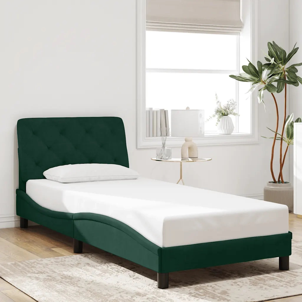Giroletto con Luci LED Verde Scuro 90x190 cm in Velluto