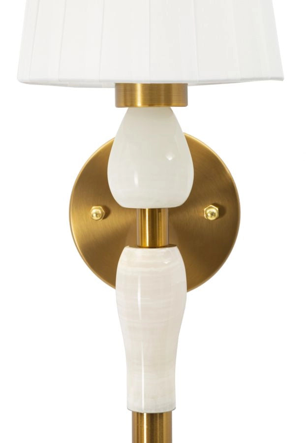 Lampada da Muro Budapest 16x20x46 cm in Ferro e Tessuto Oro e Bianco