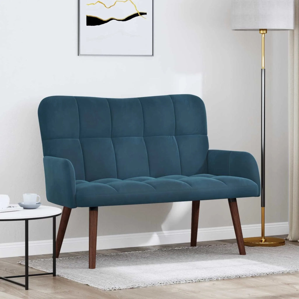 Sofa a Due Posti Blu 115 x 61 x 87 cm Velluto