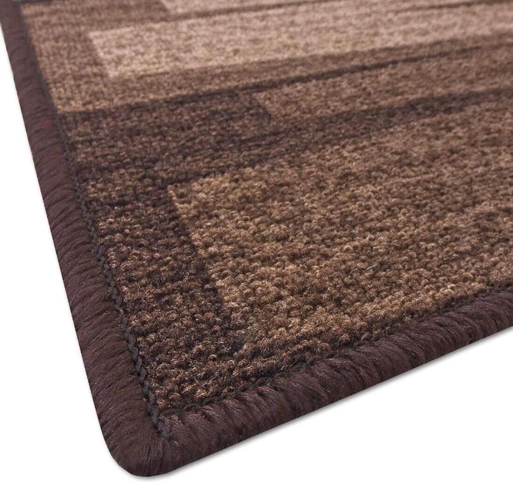 Passatoia Scala Bordata 67x650 cm Ingresso Corridoio Tappeto Cucina Gradini Zig Zag Marrone