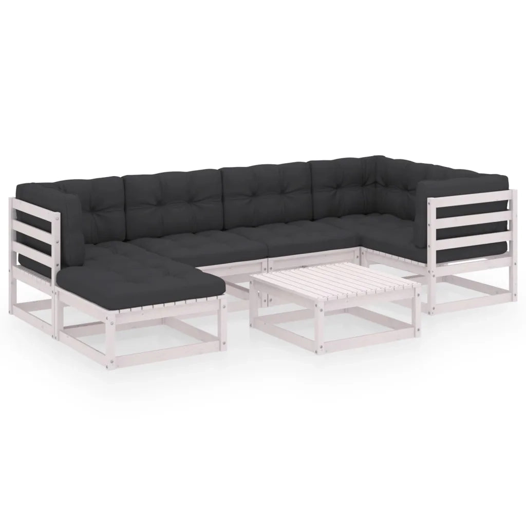 Set Salotto Giardino 7 pz Cuscini Antracite Legno Massello Pino 3076740