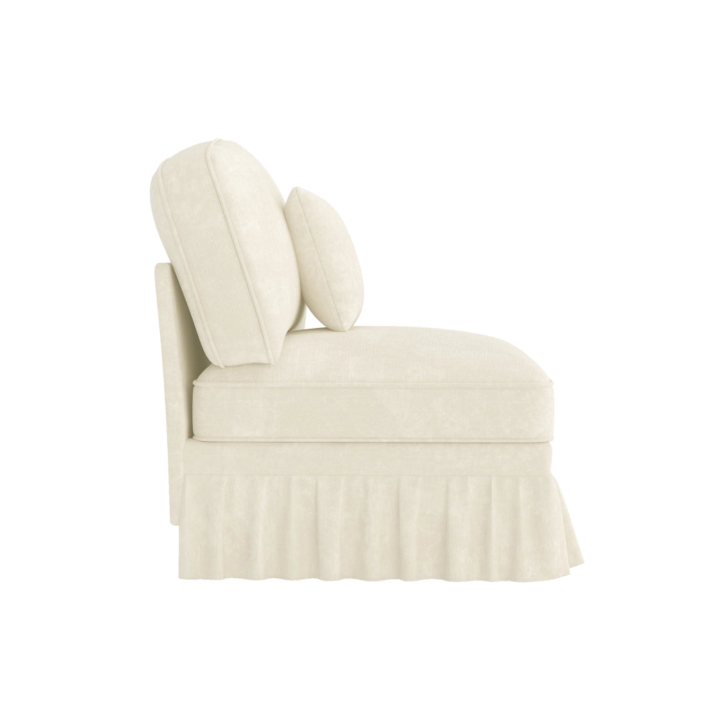 Divano in chenille bianco con rivestimento removibile e cuscino incluso