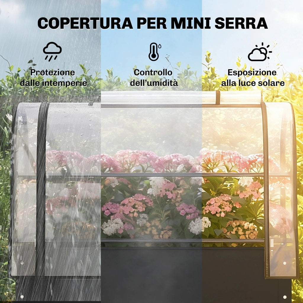 Letto Rialzato per Orto con Mini Serra e Drenaggio ¨C Zephmum ¨C Nero 100x49x136 cm