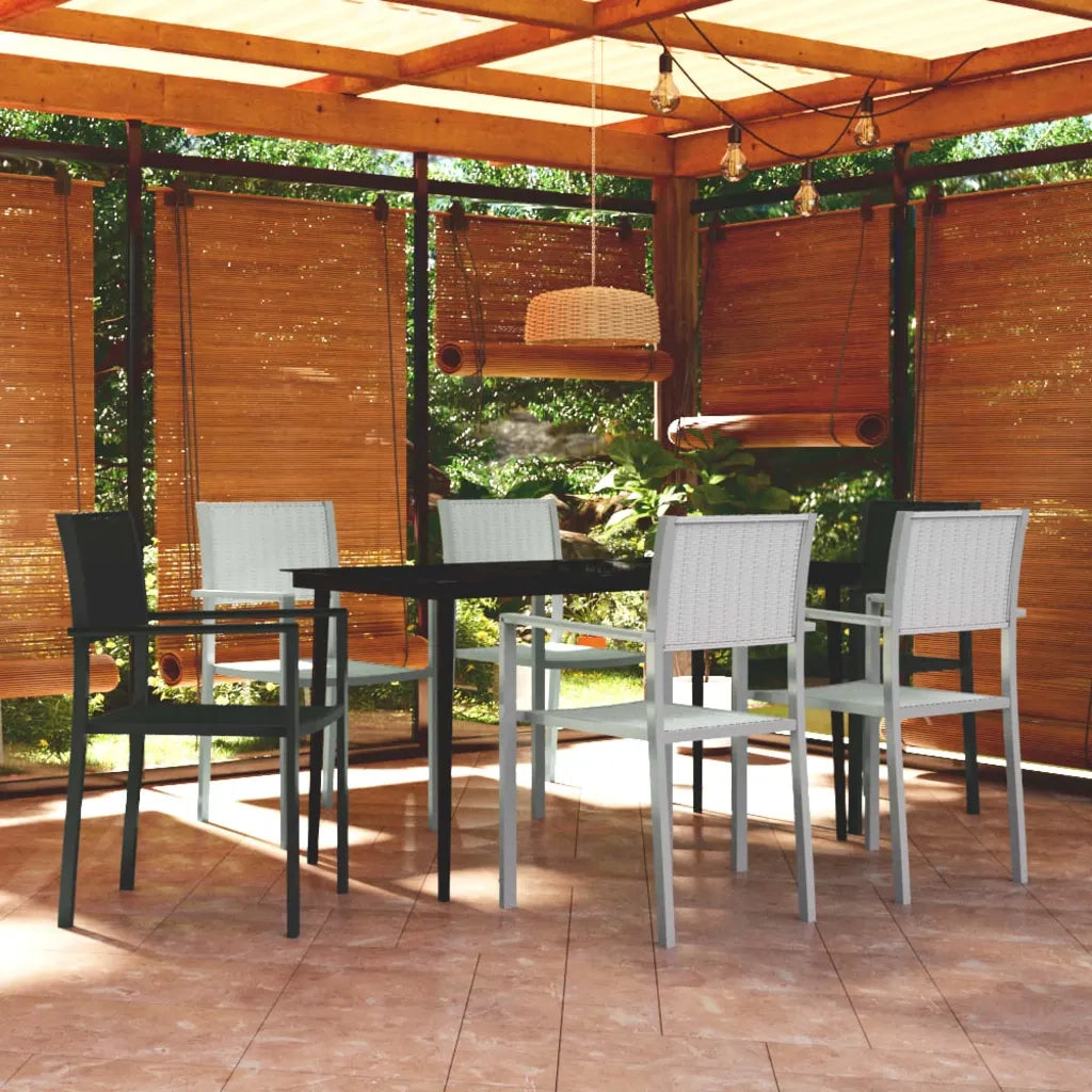 Set Mobili da Pranzo per Giardino 7 pz Nero e Bianco cod mxl 36952