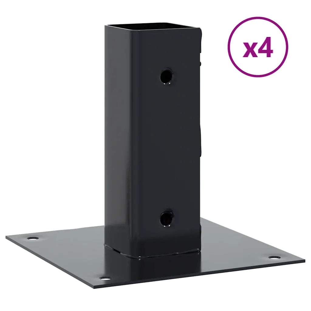Basi per Pali Quadrati 4 pz 51x51 mm Acciaio Verniciato Polvere CFW7160288