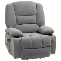 Poltrona Sollevabile Relax Elettrica, Funzione Massaggio e Calore, Inclinazione Regolabile, Poggi Piedi, Telecomandi, Grigio