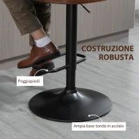Set 2 Sgabelli da Bar Girevoli ad Altezza Regolabile per Cucina e Soggiorno, 47.5x50x93.5-116 cm, Nero e Noce