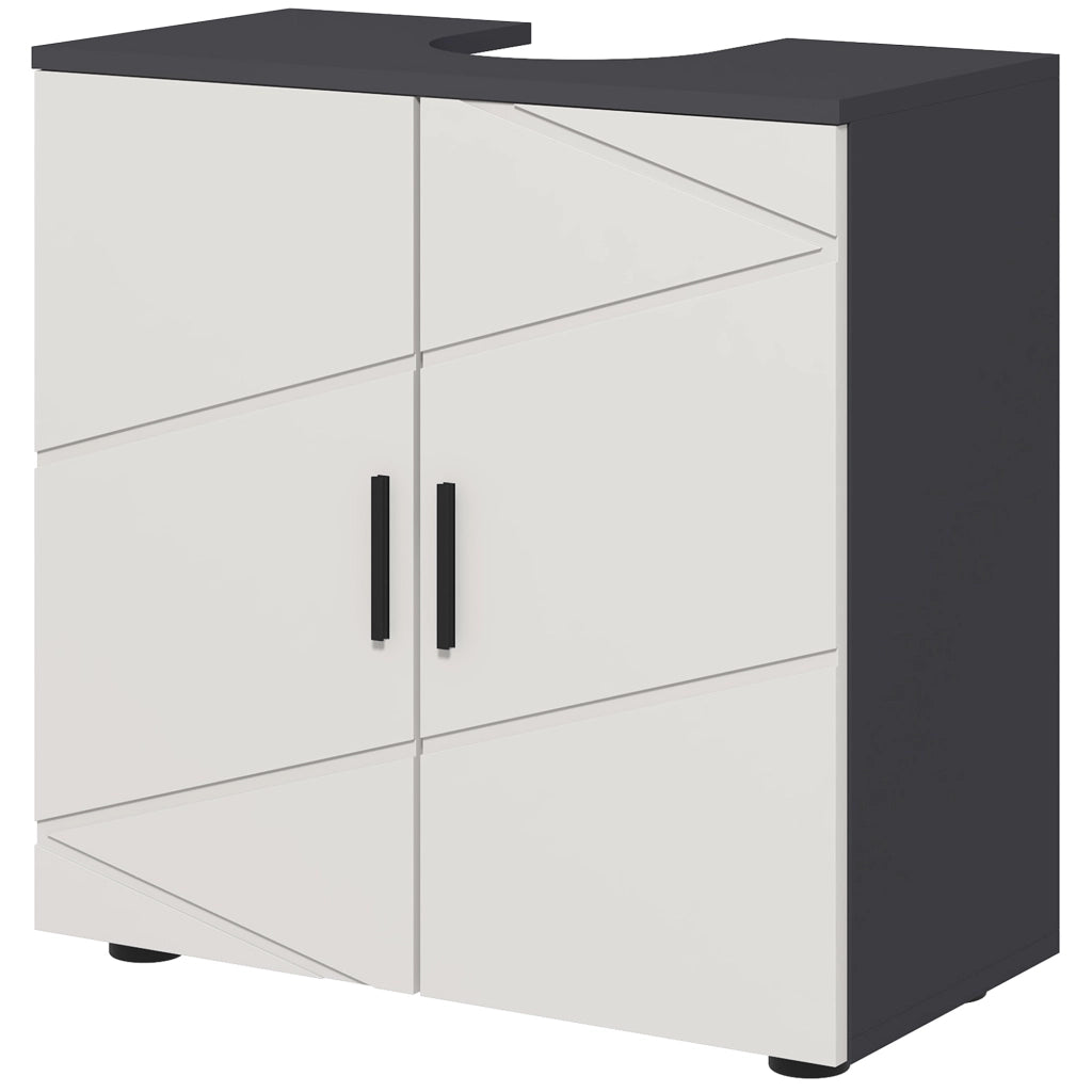 Mobile Sottolavabo Bagno con Armadietto 2 Ante ¨C Zephmum ¨C Grigio 60x30x60cm