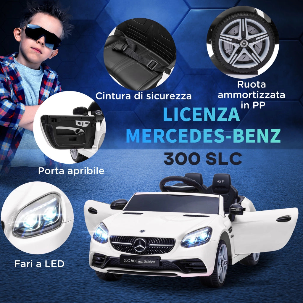Auto Bambini Telecomando Mercedes SLC 300 ¨C zephmum ¨C Bianco 107x62.5x44 cm