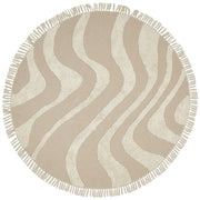 Tappeto rotondo in cotone beige ⌀ 140 cm con motivo a frange Boho Soggiorno Camera da letto