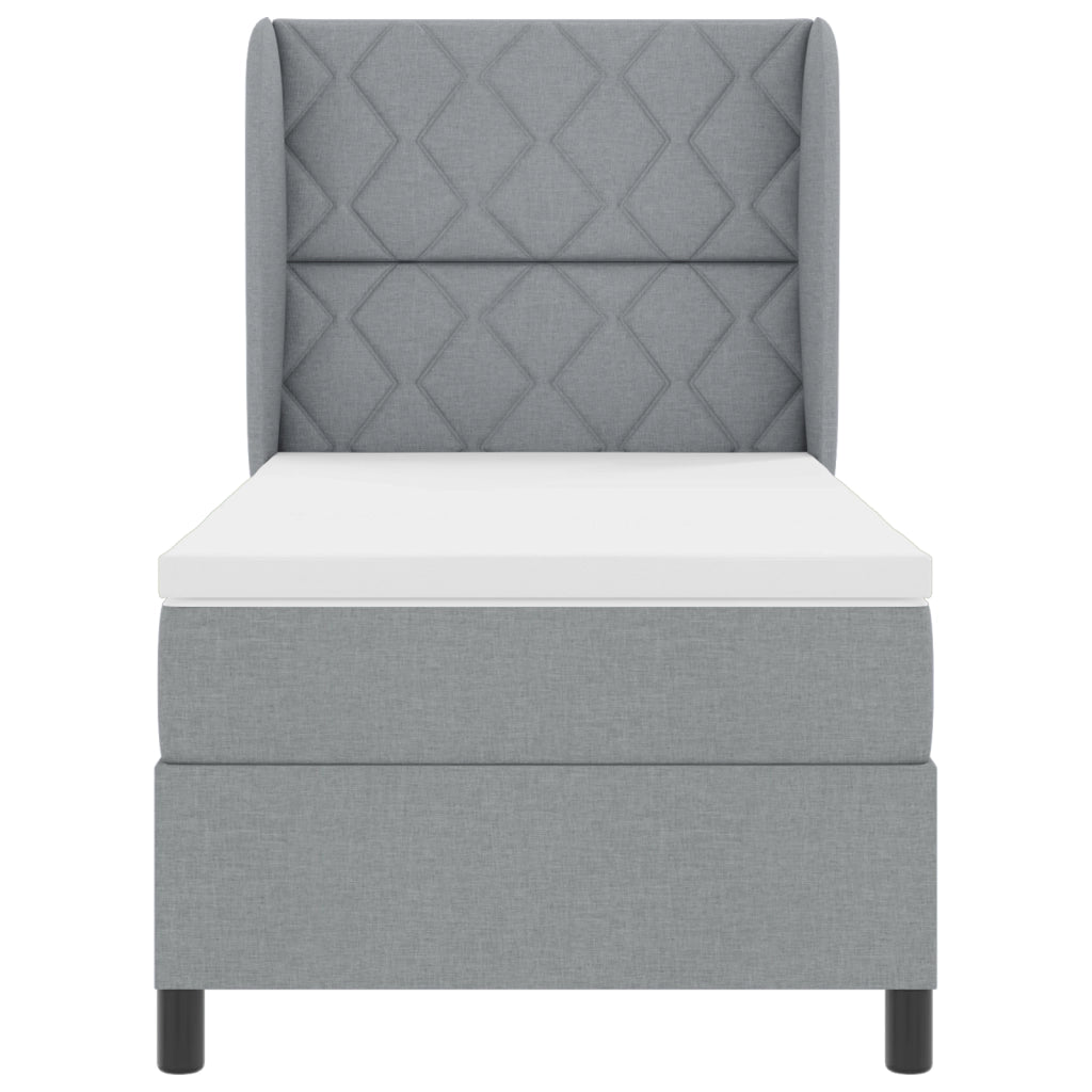 Letto a molle con materasso - Grigio chiaro, 100x200 cm, Tessuto