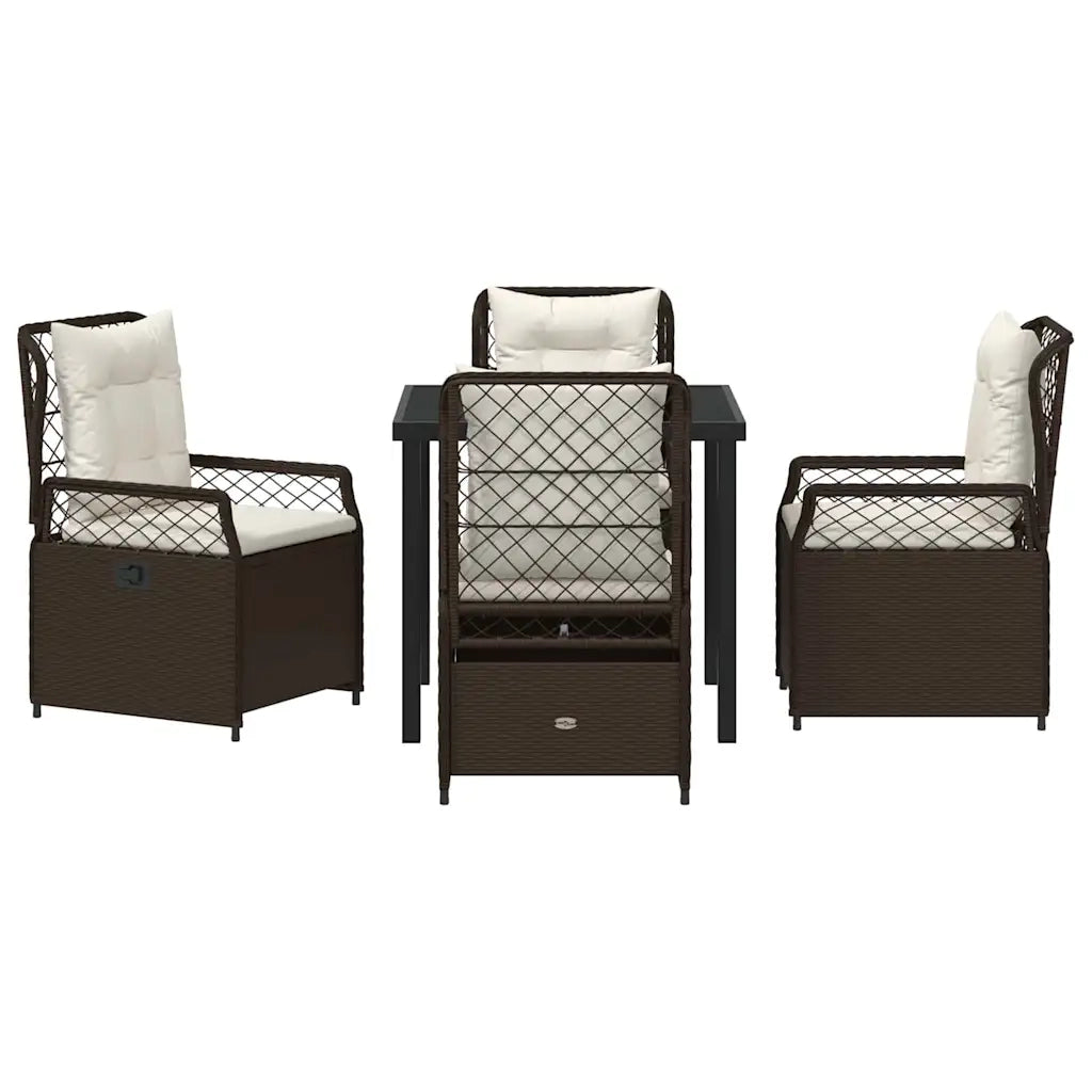 Set da Pranzo per Giardino 5 pcs Marrone polyrattan 3380989