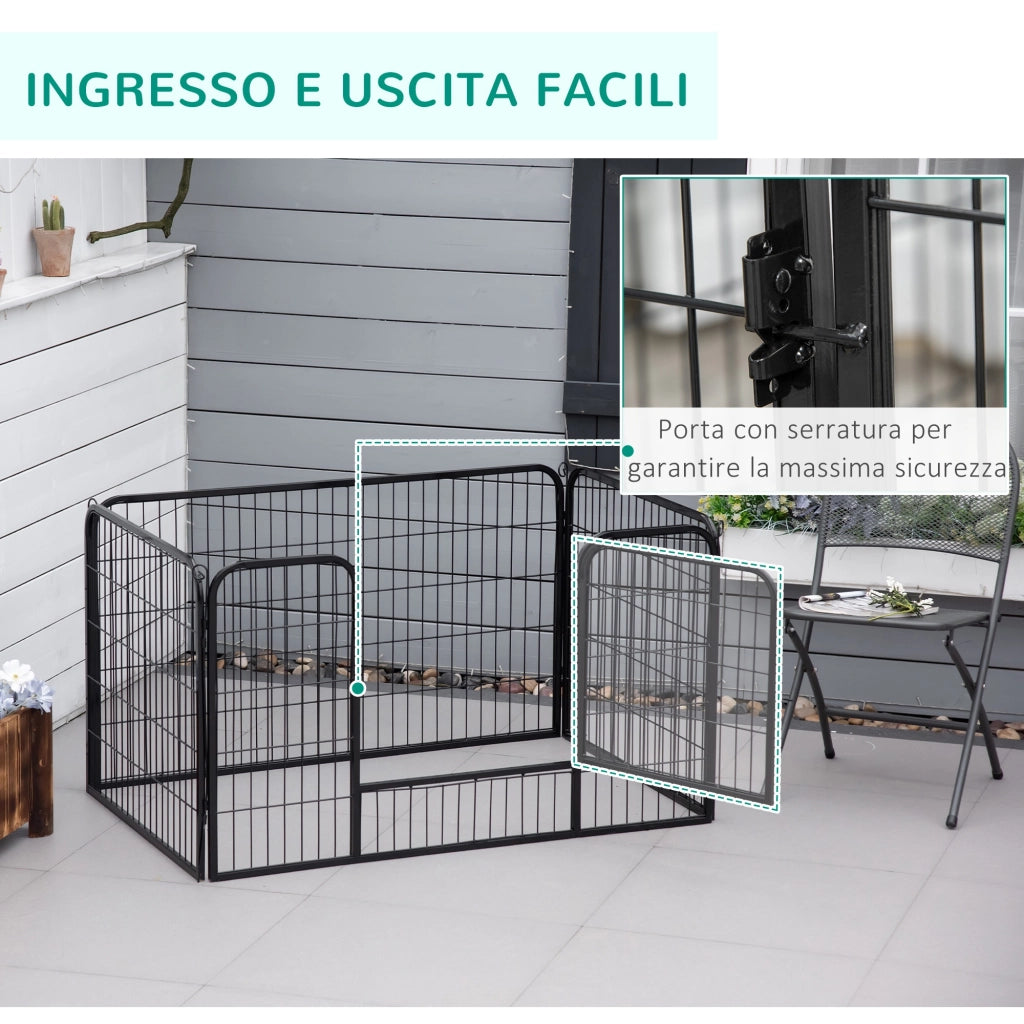 Recinto per Cani Interno Esterno ¨C Minimal ¨C Nero Acciaio 125x80x70 cm