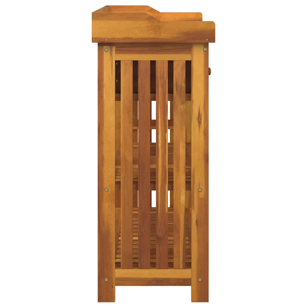 Mobiletto da giardino rettangolare moderno con cassetti e ripiani 93 x 41 x 98 cm in legno di acacia naturale 02_0058502