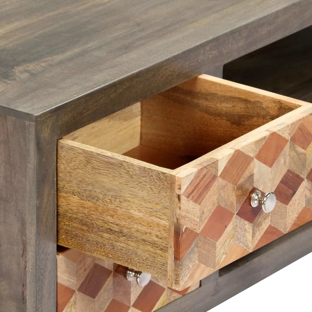 Mobile TV multimediale mensola TV credenza TV sala da pranzo soggiorno camera da letto 120 x 30 x 40 cm legno massello di mango grigio 02_0025836