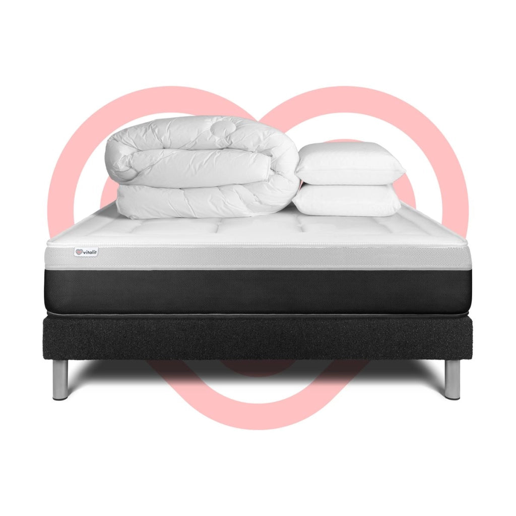 Pacchetto letto completo - Materasso 160x200cm + Box spring con doghe (kit) + 2 cuscini + Piumino - Vital Form