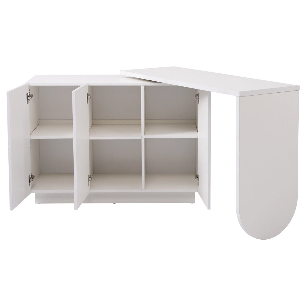 Scrivania girevole 110x40x75 cm multifunzione in MDF bianco