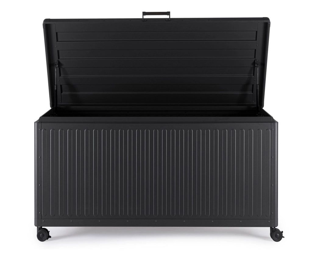 Baule Contenitore da Esterno 141,6x72x70h cm Apertura Facile e Ruote in Alluminio Ocean S Antracite