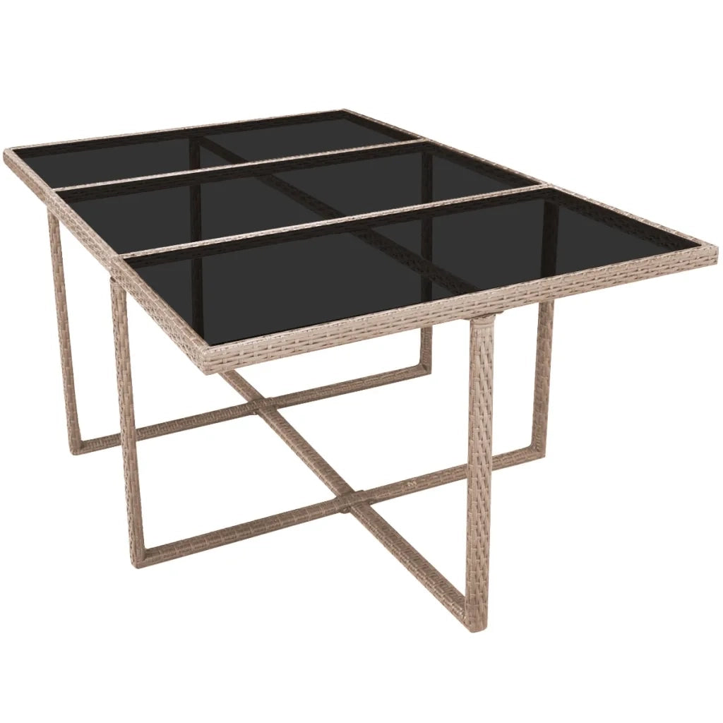 Set da Pranzo da Giardino 11 pz con Cuscini in Polyrattan Beige 42557