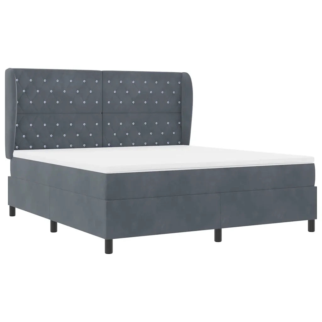 Letto a molle con materasso Grigio scuro 200 x 180 cm Velluto 3340887