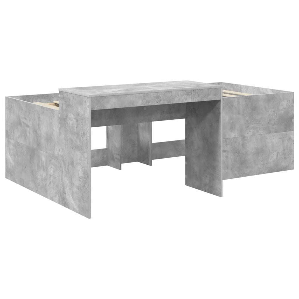 Letto alto per bambini con scrivania Grigio Cemento