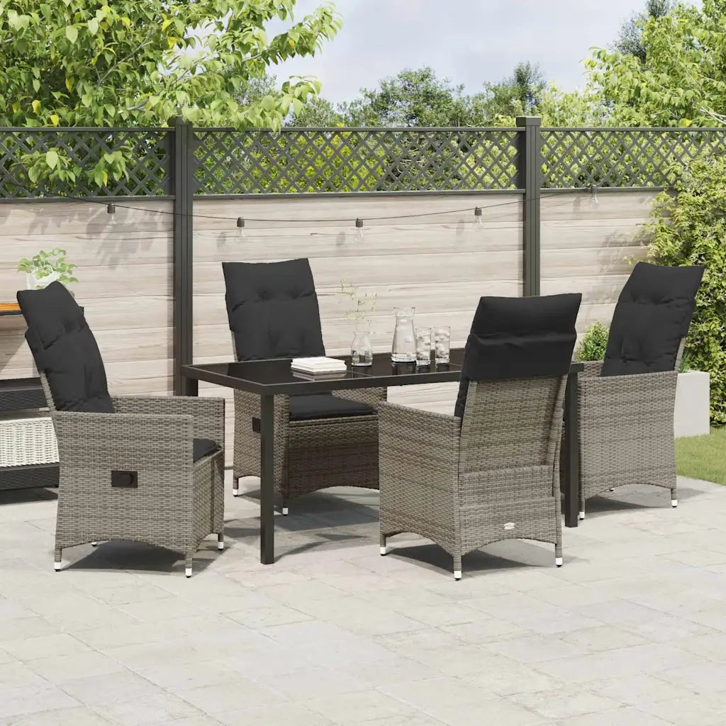 Set da Pranzo per Giardino con cuscino 5 pcs Grigio polyrattan 3379551