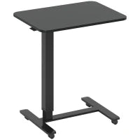 Scrivania con Altezza Regolabile, con 4 Ruote, a Forma di C, 65 cm x 48 cm x 70-110 cm, Nero